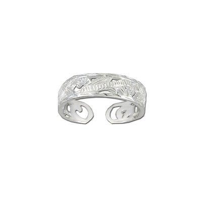 Sterling Silver Cut-In Hawaiian Plumeria and Scroll Design Toe Ring