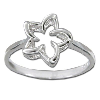 Sterling Silver 10MM Cut_Out Hawaiian Plumeria Ring