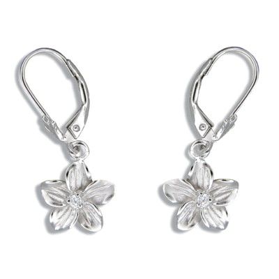 Sterling Silver 10MM Hawaiian Plumeria with Lever Back Earrings