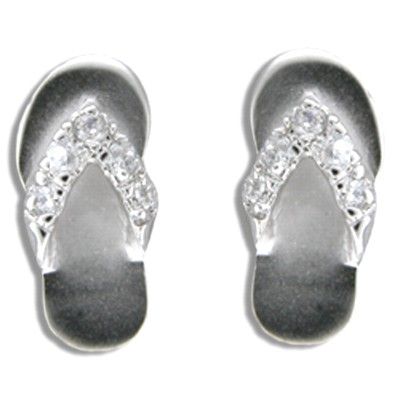 Sterling Silver Hawaiian Slipper Pierced Earrings