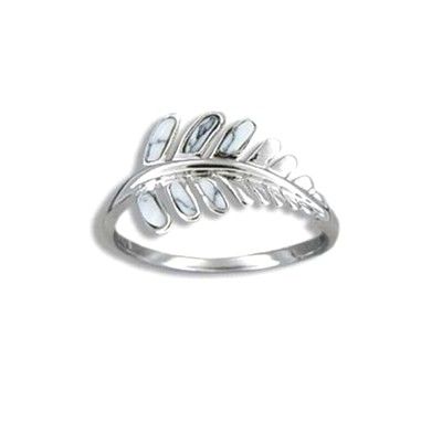 Sterling Silver White Turquoise Fern Leaf Ring