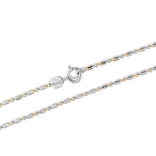 Yellow and Silver 2 Tones Sterling Silver Bar and Bead Chain