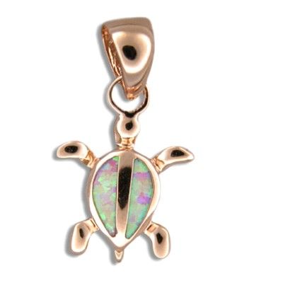 Sterling Silver Hawaiian Honu Pink Opal Pendant (L)