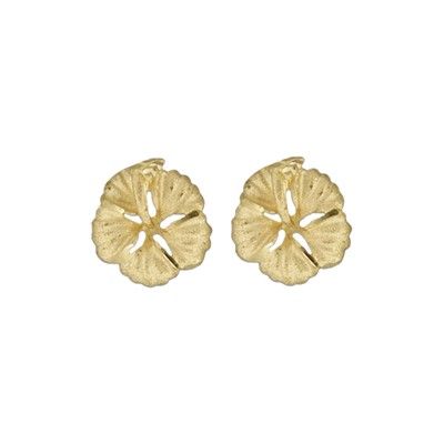 14kt Yellow Gold 12mm Hawaiian Hibiscus Pierced Earrings