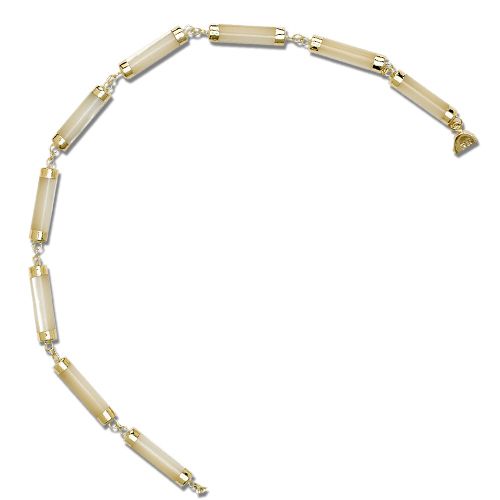 14KT Yellow Gold Longevity MOP (Mother of Pearl Shell) Short Tube Bracelet