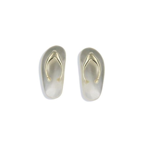 14KT Yellow Gold Mother Pearl Slipper Stud Earrings