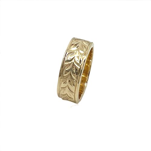 Hawaiian Heirloom Jewelry Wedding Bands Engagement 2 Ring Set Solid 14k Gold 