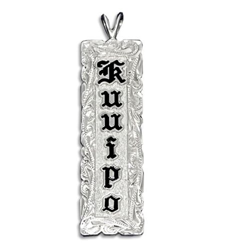Sterling Silver Name Drop Hawaiian Pendant with Hand Carved Scroll Cut-out Edges