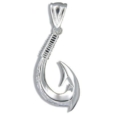 Sterling Silver Hawaiian Fish Hook with Two Barbs Pendant