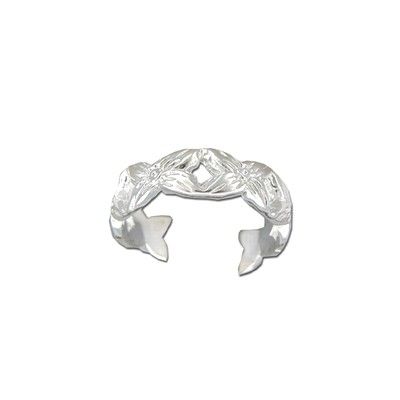 Sterling Silver Cut-Out Hawaiian Plumeria Design Toe Ring