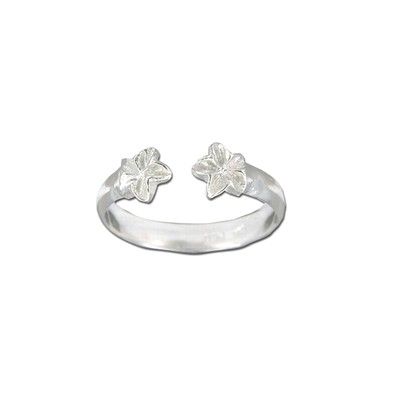 Sterling Silver Double Hawaiian Plumeria Design Toe Ring