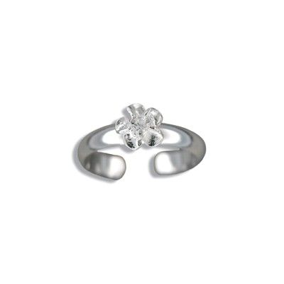 Sterling Silver 6mm Hawaiian Plumeria with CZ Design Toe Ring 
