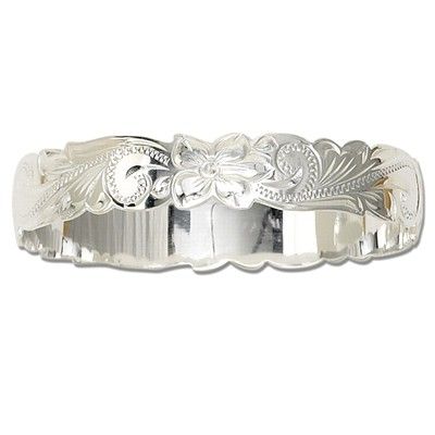 Sterling Silver 12mm  Hawaiian Cut-out Bangle