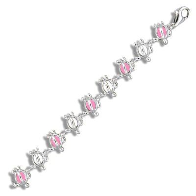 Sterling Silver Hawaiian Open Pink Epoxy HONU Anklet