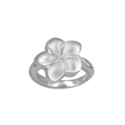 Sterling Silver 15MM Hawaiian Plumeria Ring 