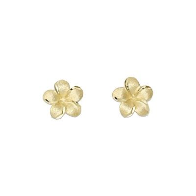14kt Yellow Gold 8mm Plumeria Stud Earrings
