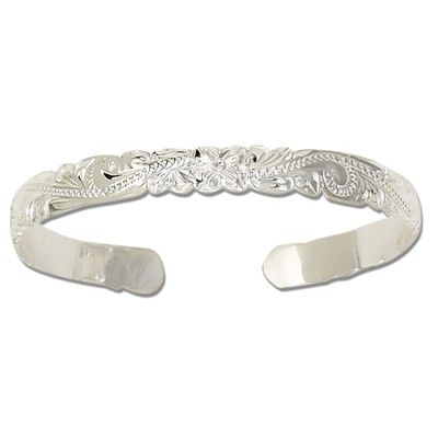 Sterling Silver 8MM Hawaiian Cut-out Cuff Bangle