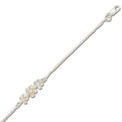 Sterling Silver Hawaiian Plumeria with Rope Link Bracelet