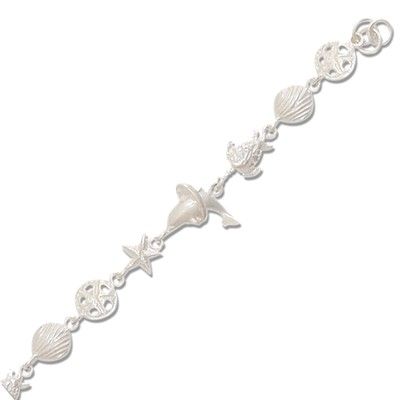 Sterling Silver Hawaiian Mixed Sea Life Design Bracelet