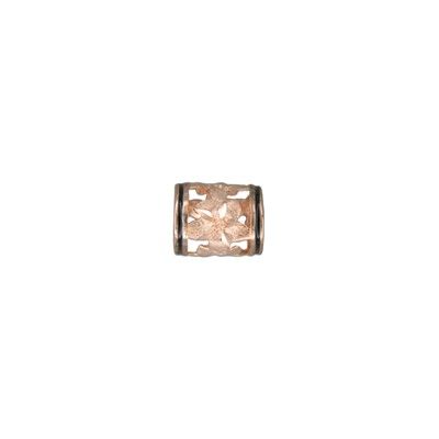 14kt Rose Gold Hawaiian Sanded Plumeria Lucky Barrel Pendant with Black Border