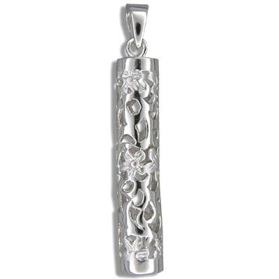Sterling Silver Hawaiian Hand-Carved Tube Pendant