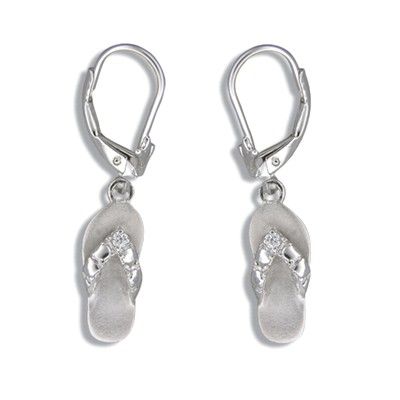 Sterling Silver Hawaiian Slipper with Lever Back Earrings