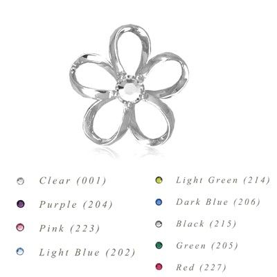 Sterling Silver 18MM Hawaiian Plumeria with Swarovski Crystal Pendant