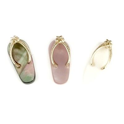14K Yellow Gold Mother of Pearl (MOP) Shell Slipper Pendant