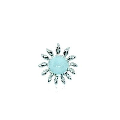 Sterling Silver and Genuine Larimar Small Sun Pendant