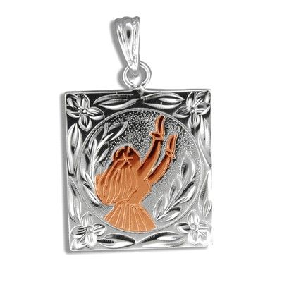 Sterling Silver Rose Gold Coated Kahiko Moon Light Hula Dancer Pendant