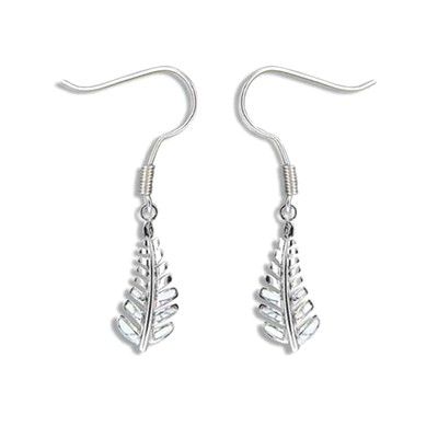 Sterling Silver White Turquoise Fern Leaf Earrings