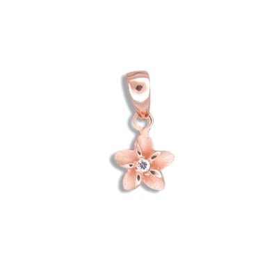 Sterling Silver Rose Gold Plated Hawaiian Plumeria Pendant
