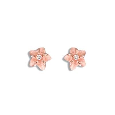 Sterling Silver Rose Gold Plated Hawaiian Plumeria Posted Earrings