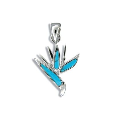 Sterling Silver Blue Turquoise Bird of Paradise Pendant