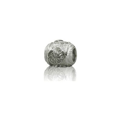 Sterling Silver Hawaiian Rhodium Hibiscus Bead Charm