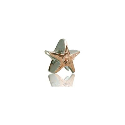 Sterling Silver Hawaiian Rhodium Rose Starfish Bead Charm