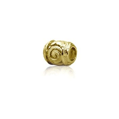 Sterling Silver Hawaiian Yellow Cut-in Scroll Bead Charm