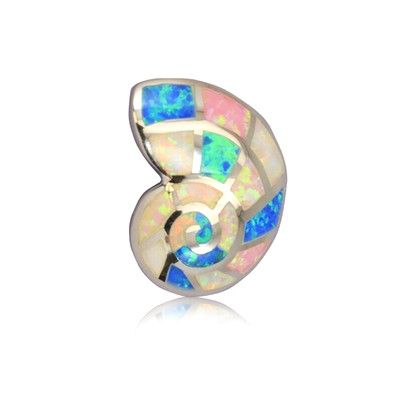 Sterling Silver Hawaiian Rainbow Opal Shell Pendant