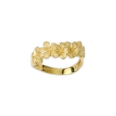 14kt Yellow Gold Hawaiian Plumeria Leis Ring