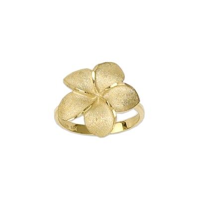 14kt Yellow Gold Hawaiian 18mm Large Plumeria Ring