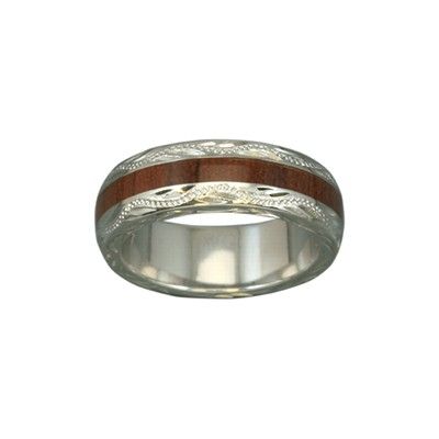 Sterling Silver Hawaiian Koa Wood  Lady's Eternity 6mm Ring