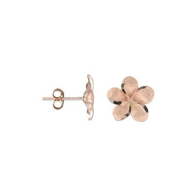 14kt Rose Gold 10mm Plumeria Earrings