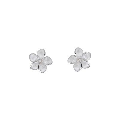 14kt White Gold 8mm Plumeria Stud Earrings