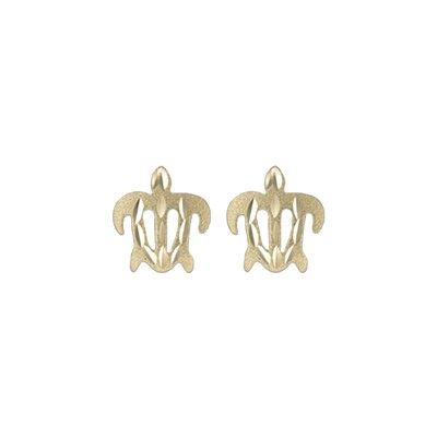 14kt Yellow Gold 10mm Hawaiian Honu (Turtle) Pierced Earrings