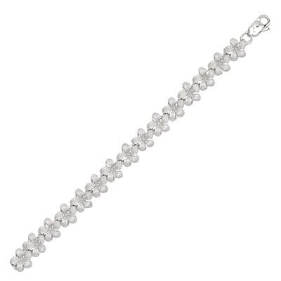 14kt White Gold Hawaiian 7mm Plumeria Anklet