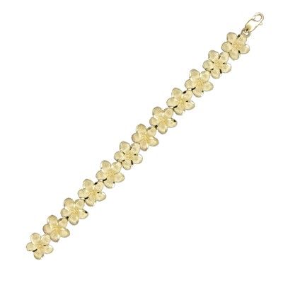 14kt Yellow Gold Hawaiian 12mm Plumeria Bracelet