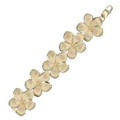 14kt Yellow Gold Hawaiian 18mm Plumeria Bracelet