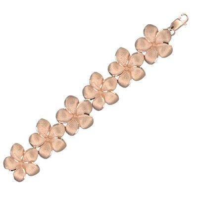 14kt Rose Gold Hawaiian 18mm Plumeria Bracelet