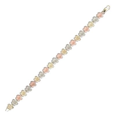 14kt Tri-Color Gold Hawaiian 8mm Plumeria Bracelet