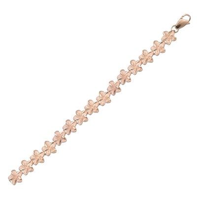 14kt Rose Gold 9mm Plumeria Leis Bracelet